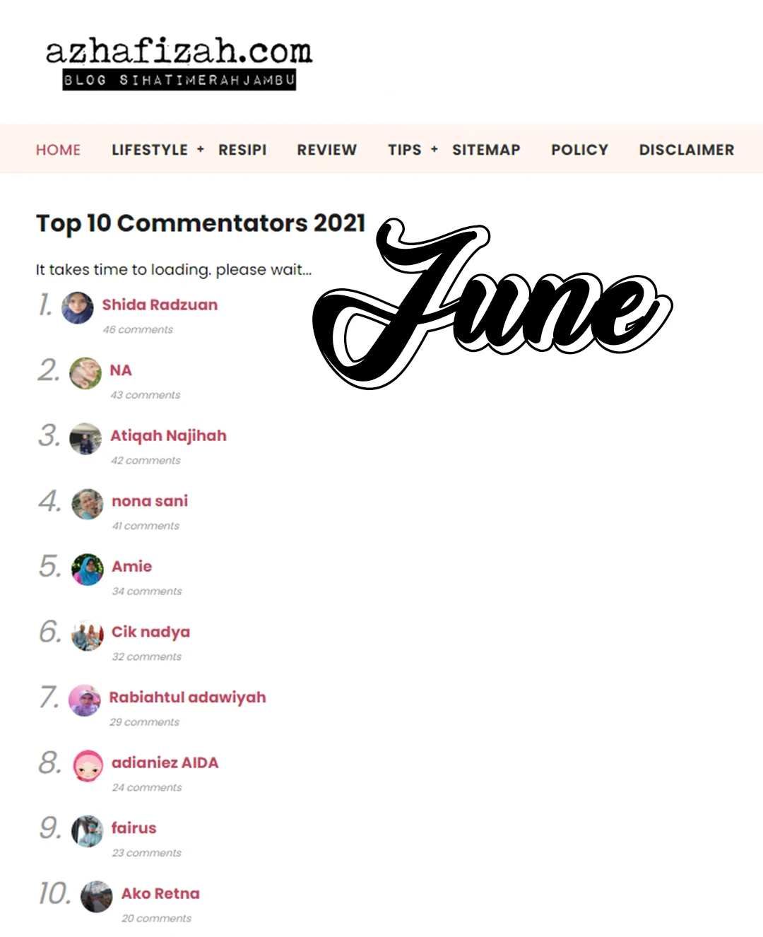 Top 10 Komentator May 2021 Blog Sihatimerahjambu