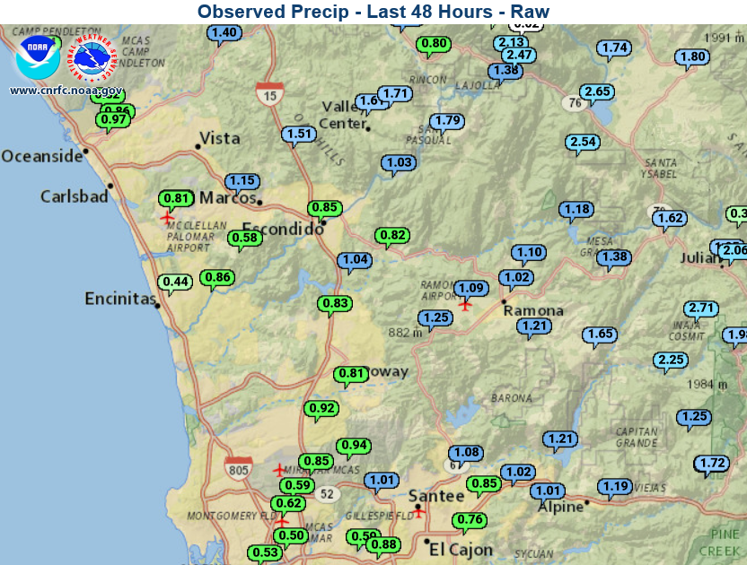 San Diego Weather Center SAN DIEGO RAIN TOTALS MONDAY 12282020
