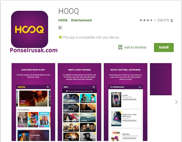 Aplikasi Hooq Aplikasi terbaik untuk streaming film.