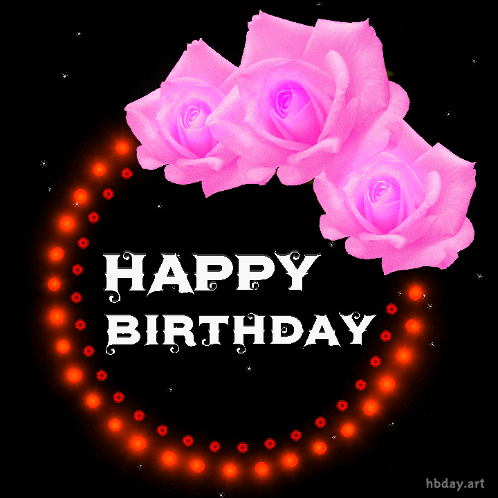 Pink roses birthday gif