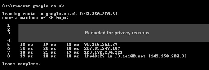Traceroute Google