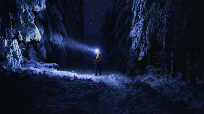 HD Wallpaper Winter, Lonely Man, Flashlight, Night, Forest, Snow HD Wallpaper Winter, Lonely Man, Flashlight, Night, Forest, Snow
