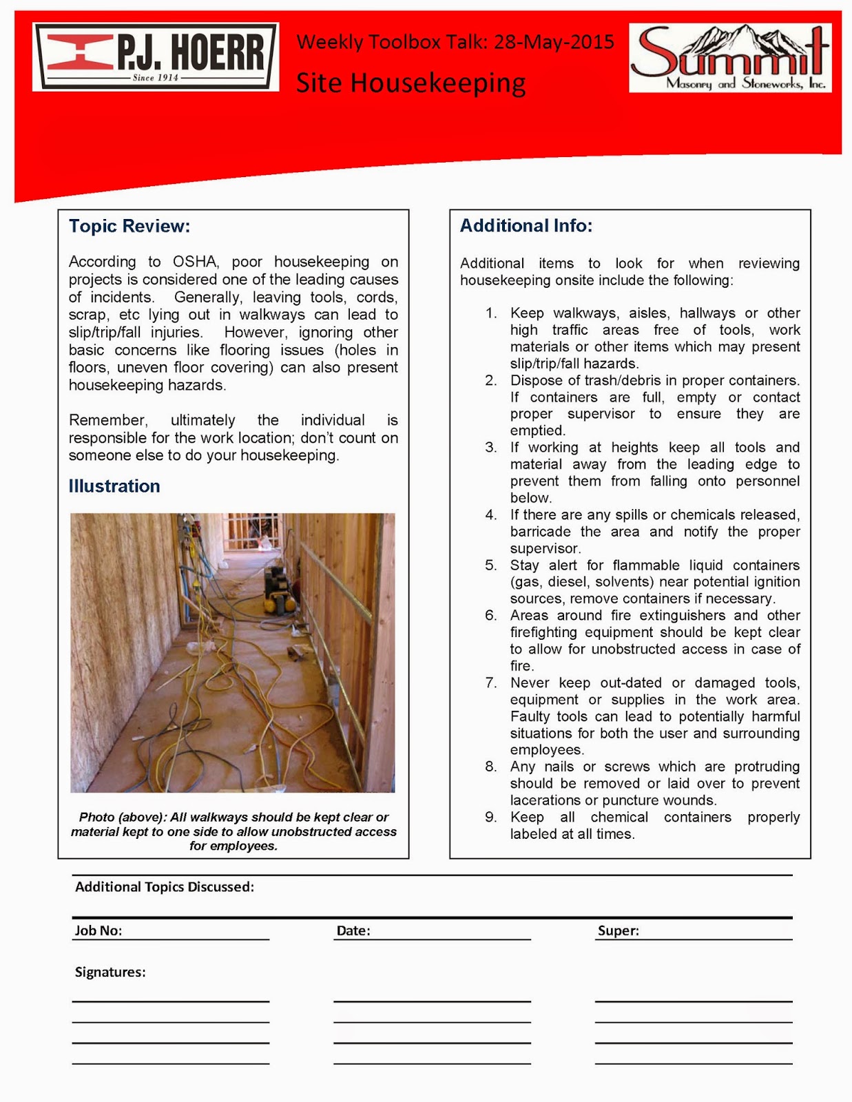 Housekeeping Toolbox Talk Housekeeping Toolbox Talk