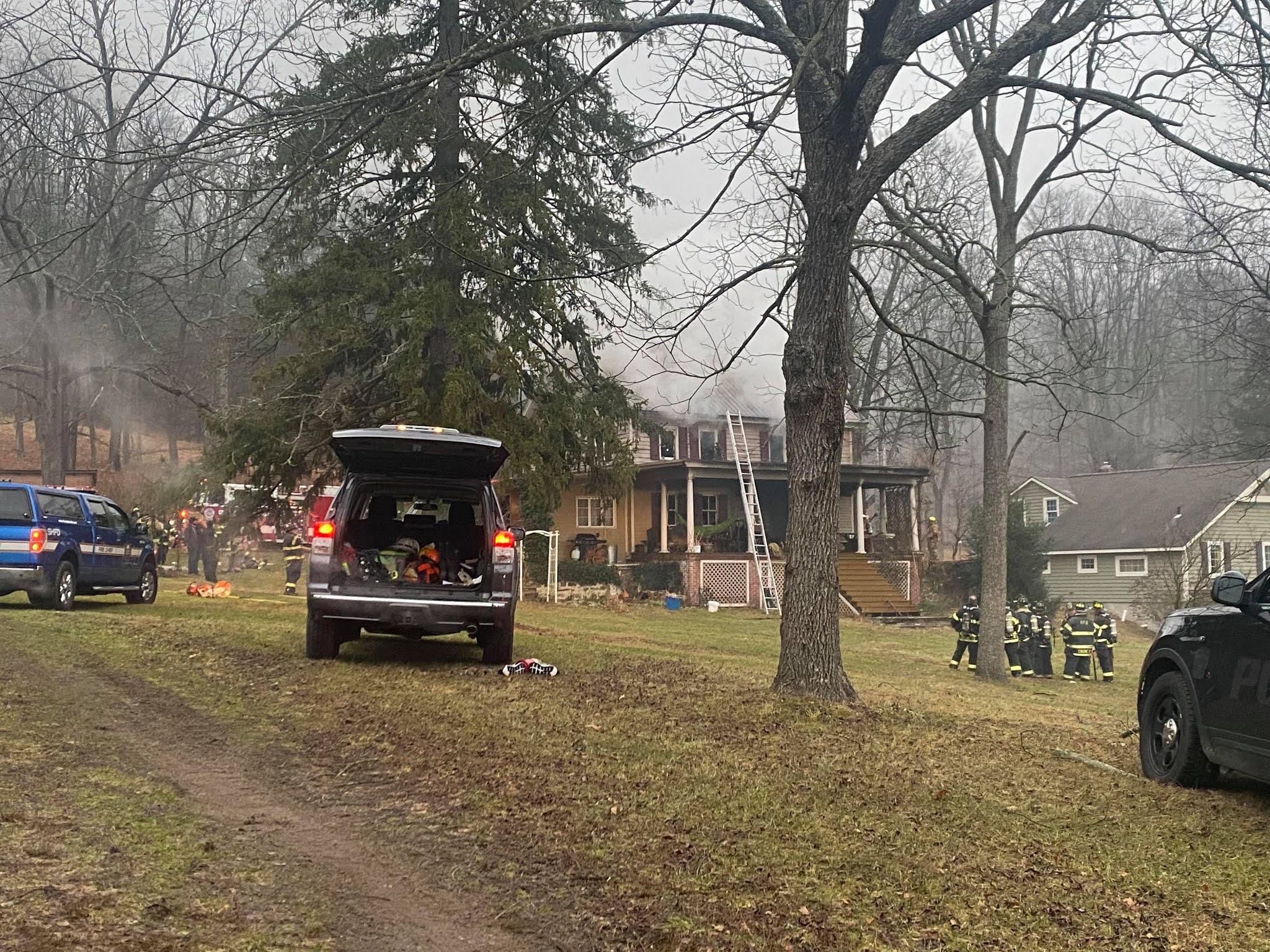 Fire Crews at the Scene of a Working House Fire in Orwigsburg