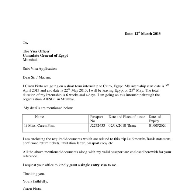 application letter irish visa