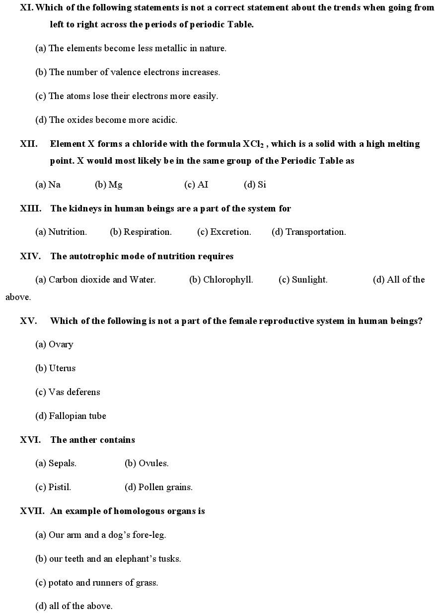 Class 10 Sample Paper Science 202021 Class 10