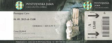 Το εισιτήριο εισόδου για το σπήλαιο Ποστόινα (Postojna) της Σλοβενίας :