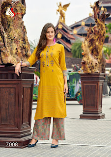 Sawan Creation Dani Vol 7 Reyon Kurtis With Palazzo Collection 