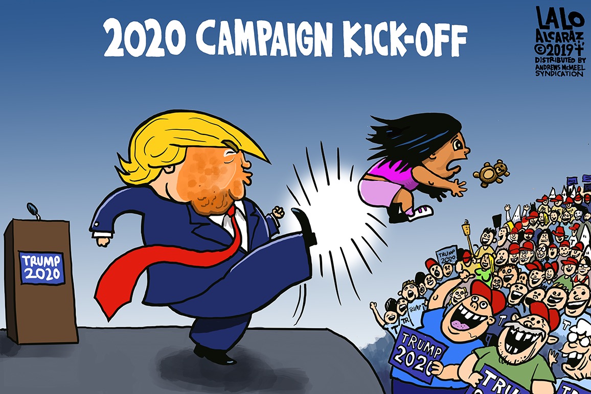 Title:  Campaign Kick-Off.  Image:  Donald Trump on 