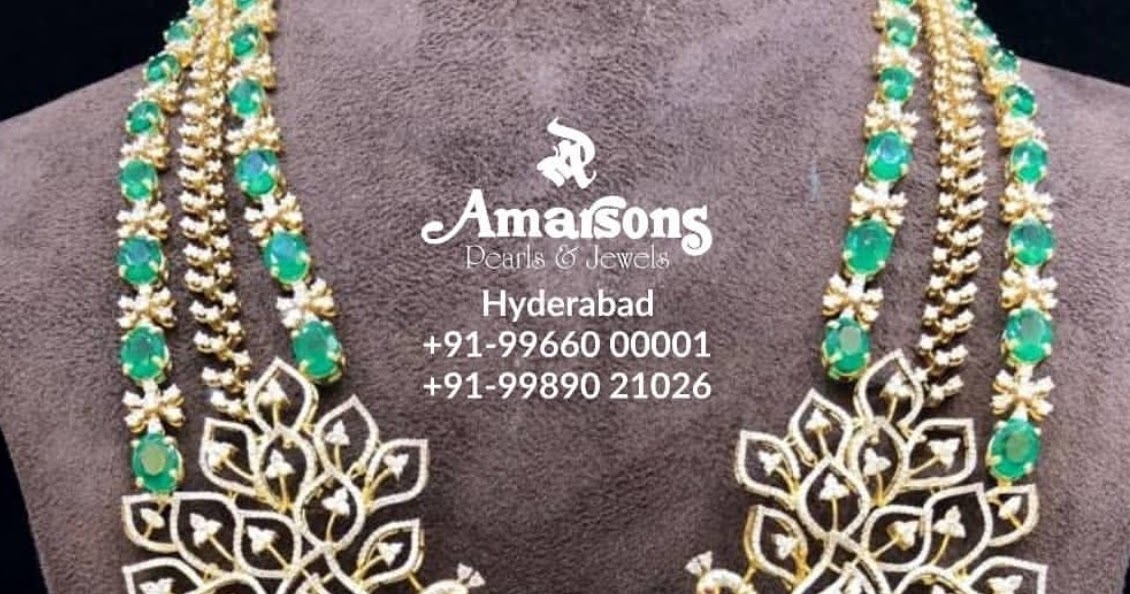 Emerald Haram with Large Peacocks Jewellery Designs