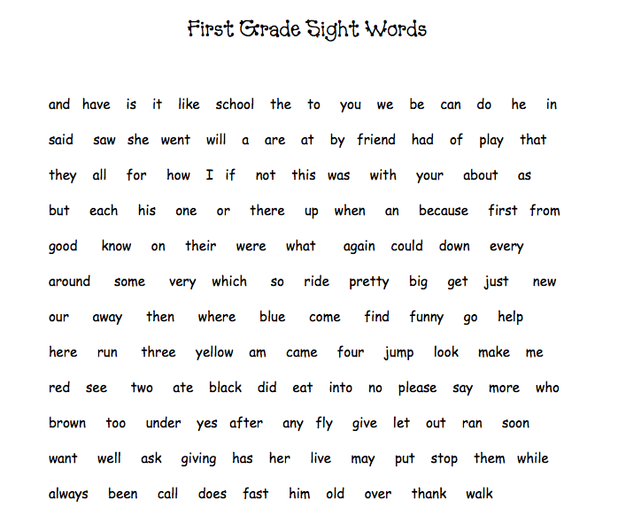 List Of Sight Words For 1st Graders Genieulsd List Of Sight Words For 1st Graders Genieulsd
