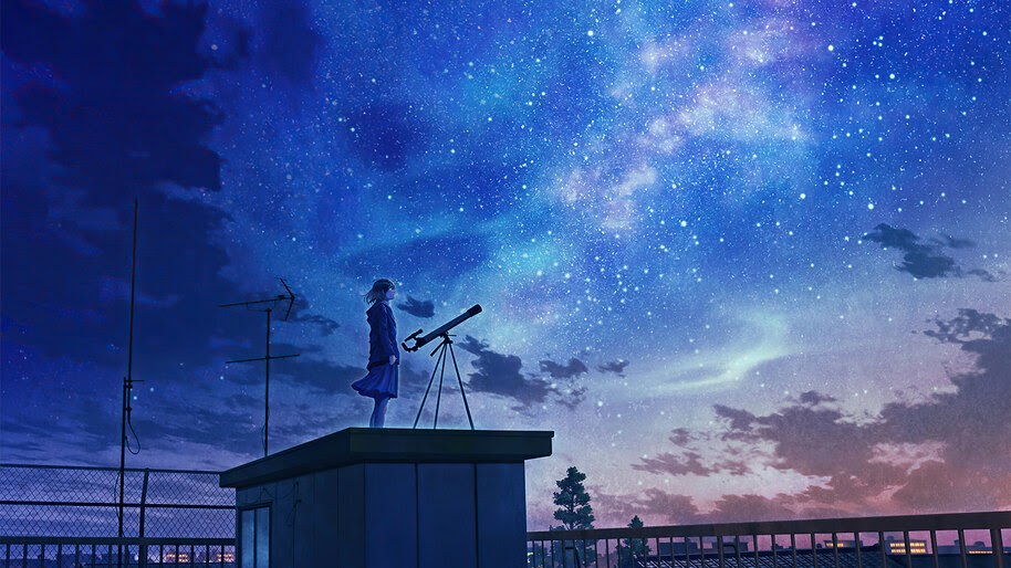 Stargazing, Starry, Night, Sky, Anime, Scenery, 4K, #6.1020 Wallpaper