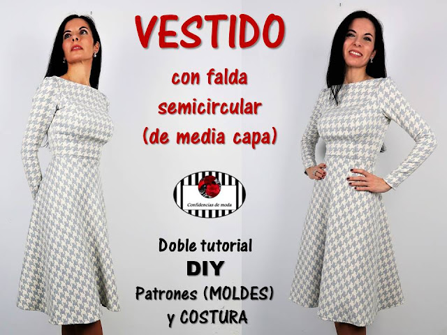 DIY. Vestido con falda de media capa. Dress mid layer skirtTutorial patrones (moldes) y costura