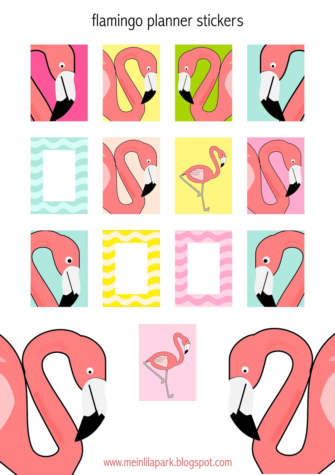 Free printable flamingo planner stickers Agendastickers freebie