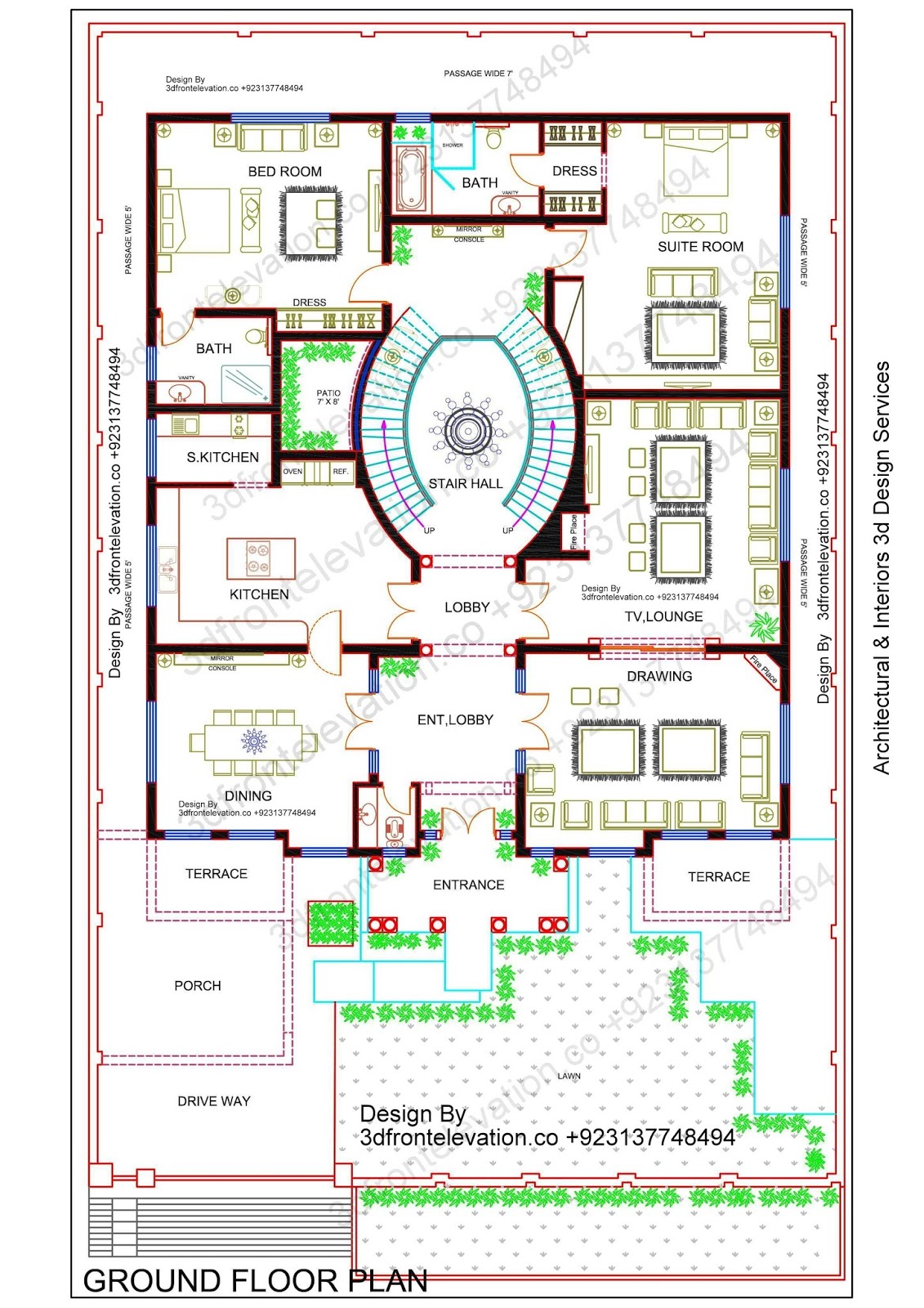 Beautiful Big  Corner House plan Design with Basement , Pakistan, India, saudi arabia, Afghanistan, Dubai,