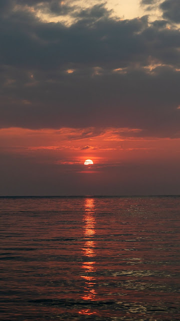 Wallpaper Sea, Horizon, Clouds, Sunset, Shine