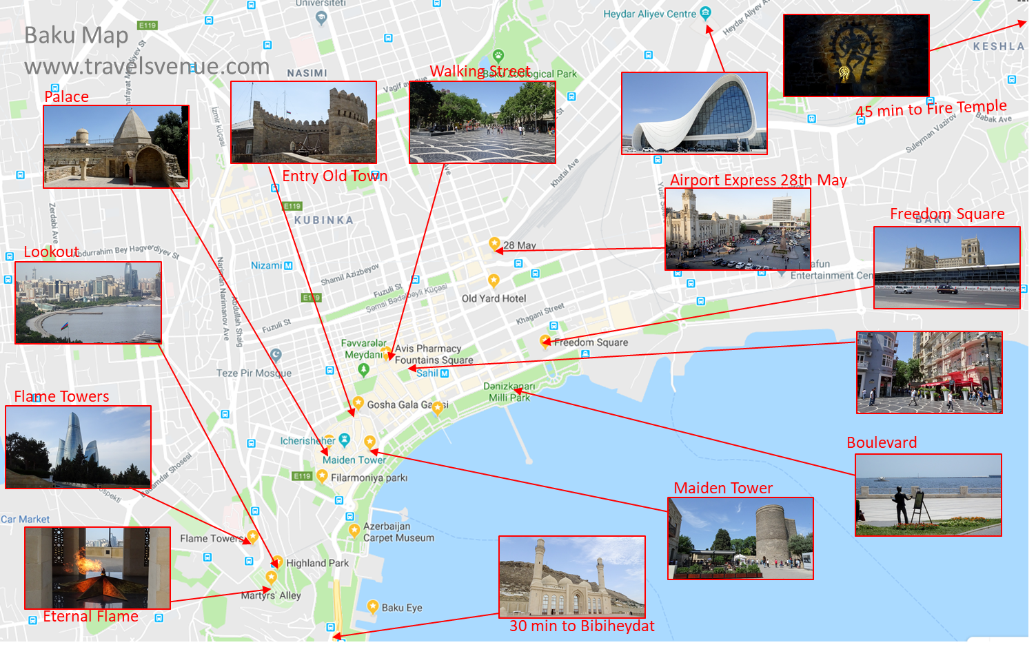 baku city tour map