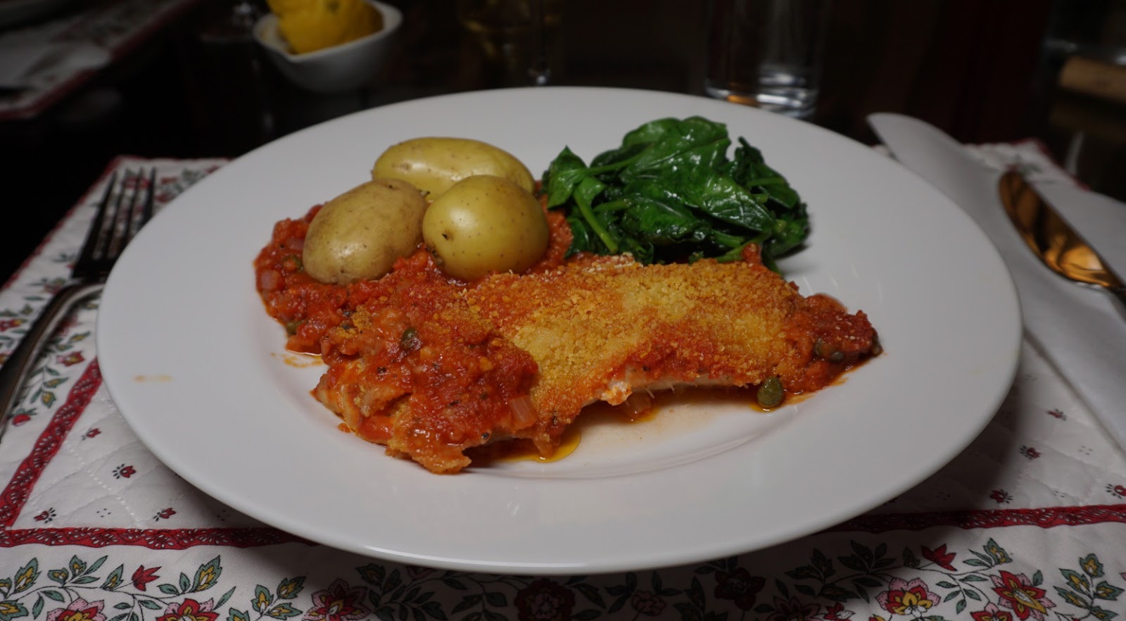 Baked white fish in tomato sauce and capers Hiking and Cooking in the