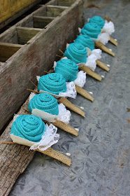 burlap boutonniere for rustic themed wedding