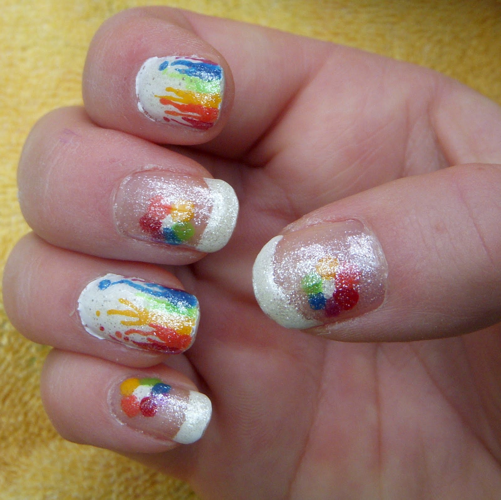 Quixii's Nails: 11/12/11 - Rainbow Streaks and Flowers