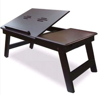 Desain meja laptop portable minimalis multifungsi dari kayu