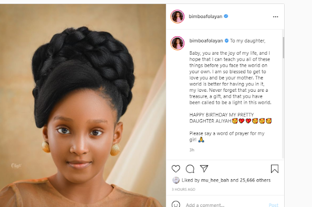 You are the Joy of My life- Actress Bimbo Ogunnowo celebrates her daughter as she clocks 8 years old today (Photos)
