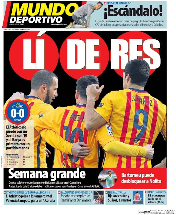 FC Barcelona, Mundo Deportivo: "Lí-de-res"