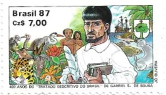 Selo 400 anos do Tratado Descritivo do Brasil de Gabriel Soares de Souza
