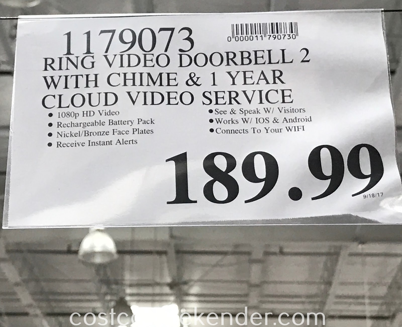 Ring Video Doorbell 2 + Chime Costco Weekender