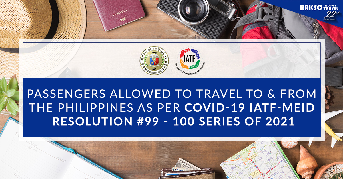 [PHILIPPINES TRAVEL ADVISORY] Passengers allowed to travel to & from