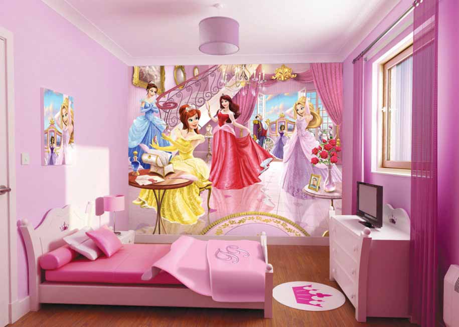 Foto Desain Kamar Tidur Anak Cewek  Simple Warna Pink 