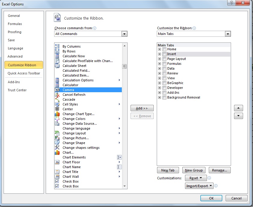 Dynamic Excel Dashboard Using Camera tool in Excel 2010