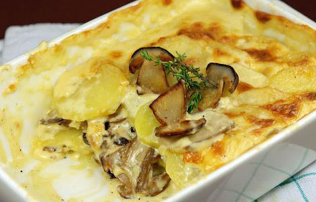 Gratin de pommes de terre à la crème et aux cèpes