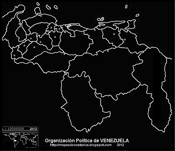 Mapa De La Organización Política De Venezuela Blanco Y Negro