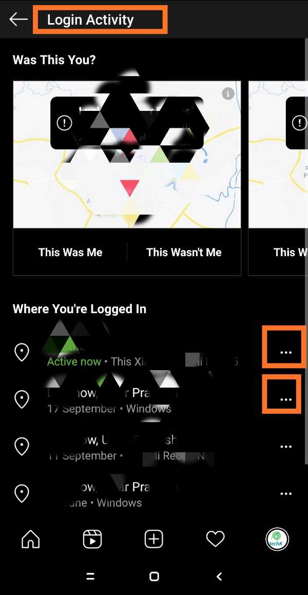 how to log out instagram account from another device