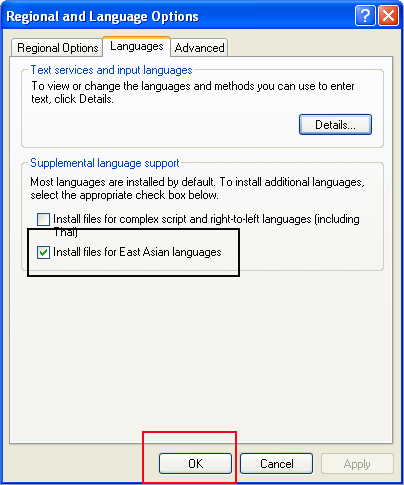 Install East Asian Language 5