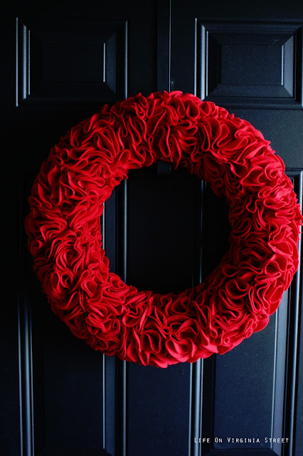 Red Felt Ruffle Wreath - Life on Virginia Street