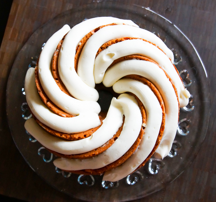 Cinnamon Roll Bundt Cake Bake at 350°