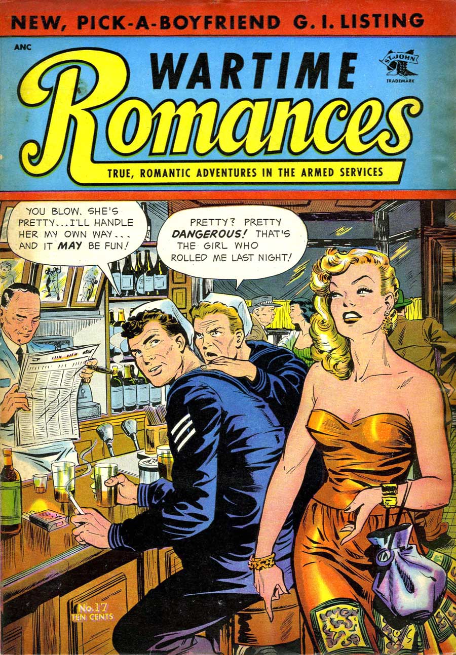 Wartime Romances #17 st. john 1950s golden age romance comic book cover by Matt Baker