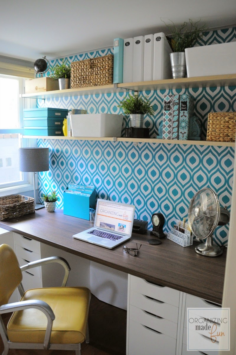 Open Shelving in the home office :: OrganizingMadeFun.com
