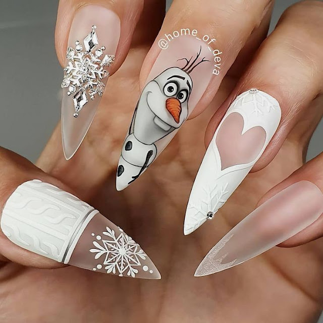 Diseño de uñas Olaf (Frozen)