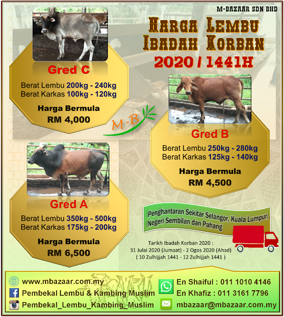 Pembekal Lembu Dan Kambing Muslim Harga Ternakan Mengikut Gred