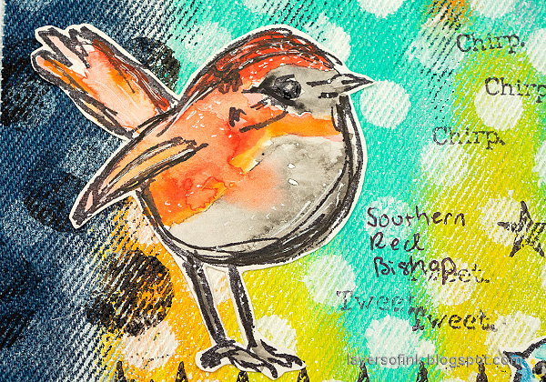 Layers of ink - Denim and Acrylic Paint Background Tutorial by Anna-Karin Evaldsson. Southern Red Bishop.
