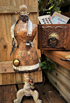 Sara Emily Barker http://sarascloset1.blogspot.com/ Foundry Altered Mannequin #timholtz #foundry #3Dembossing #distresspaints 20