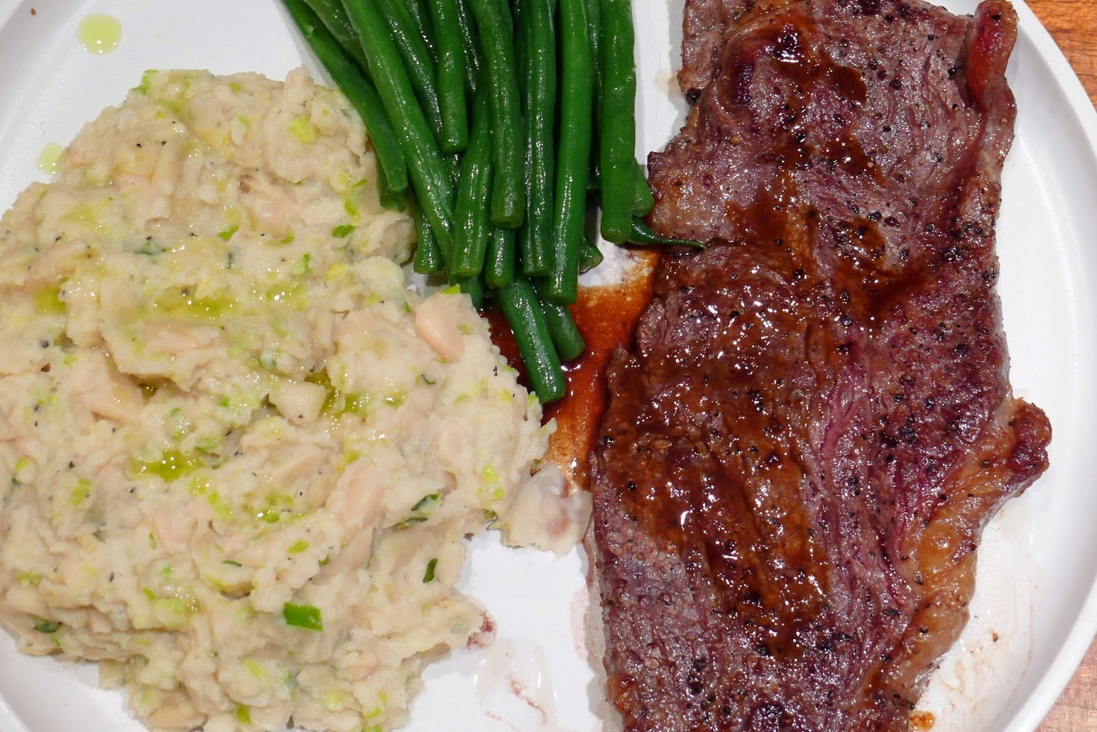 Culinary Adventures in London Sirloin Steak with White Bean & Leek Mash