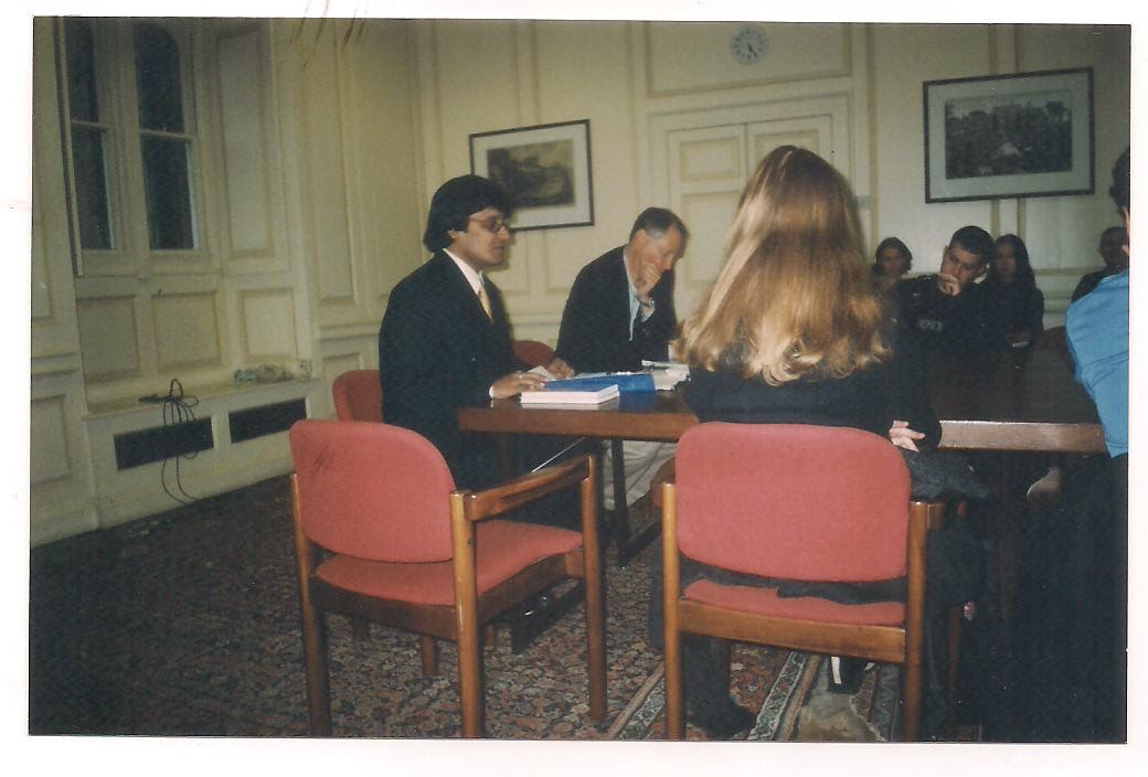 At Oxford lecturing on T S Eliot, with Ronald Bush in the chair