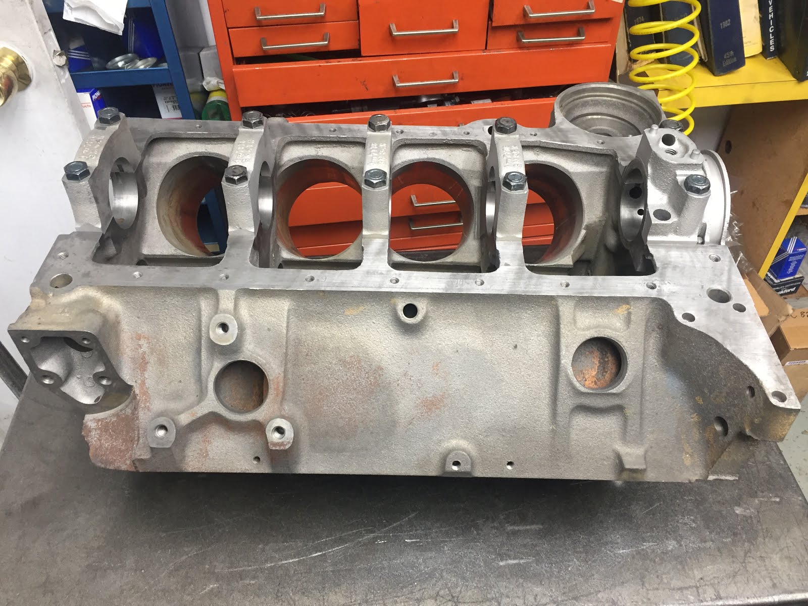 The Restoration of a 1963 Black/Red Corvette Z06 Coupe Engine block