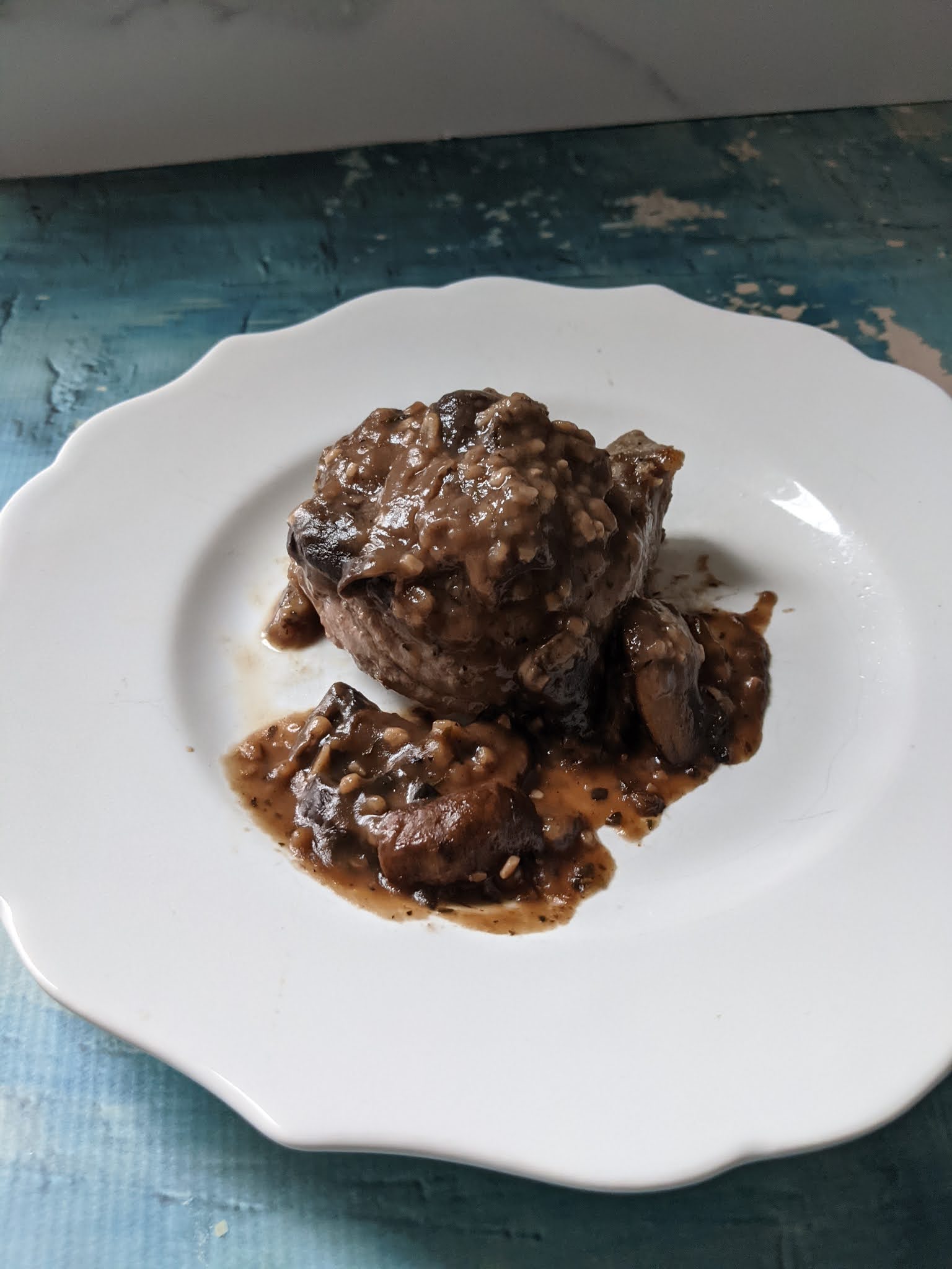 Pan Seared Filet Mignon with Mushroom Red Wine Sauce #OurFamilyTable