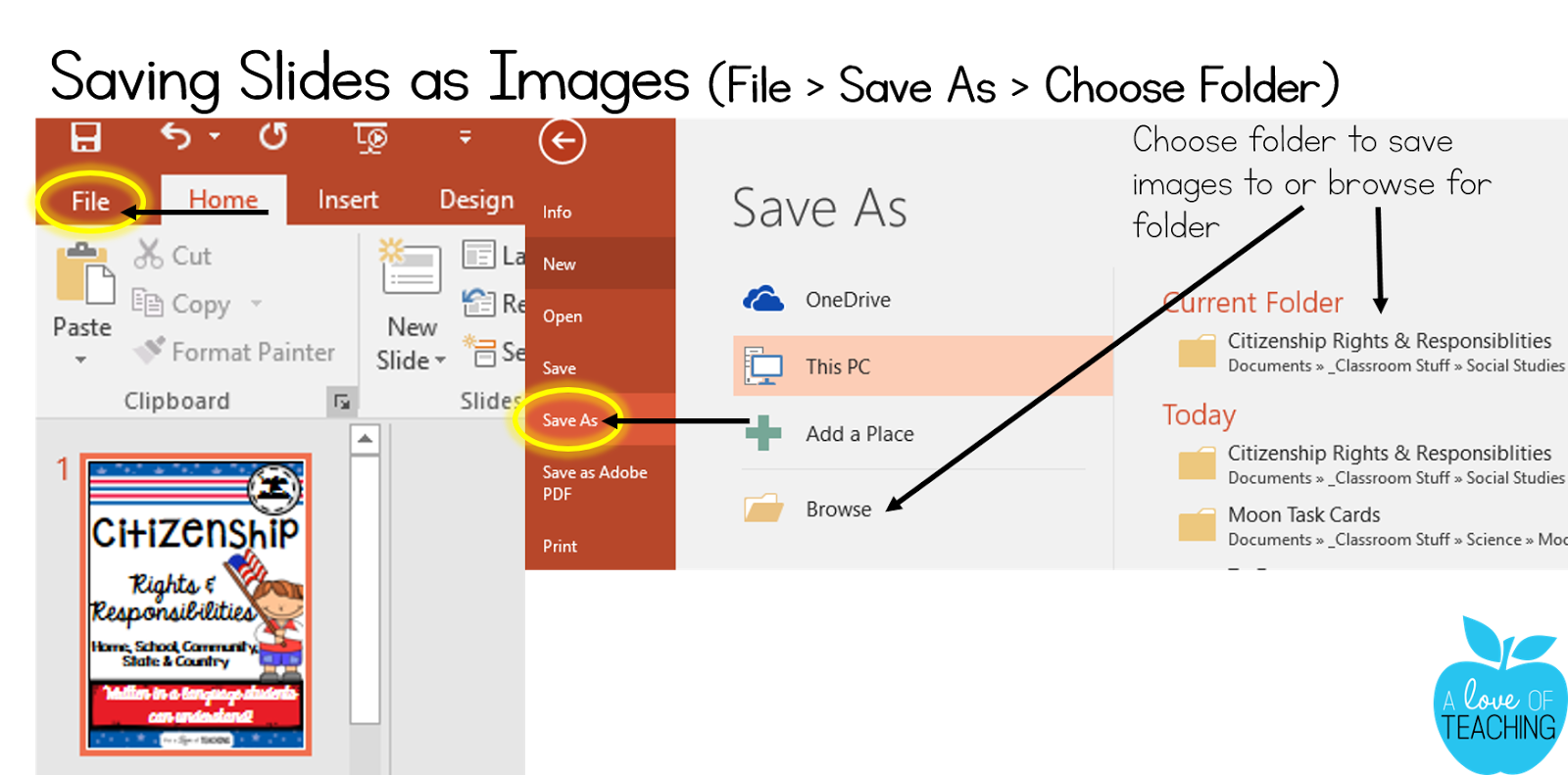 how to save presentation on powerpoint