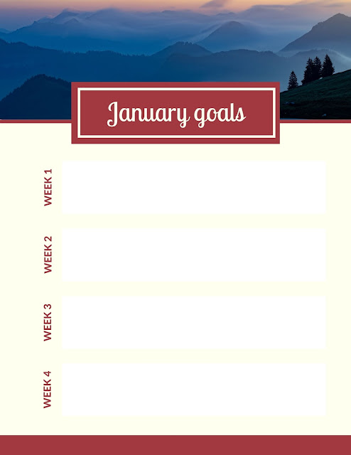 January goals list - free printable